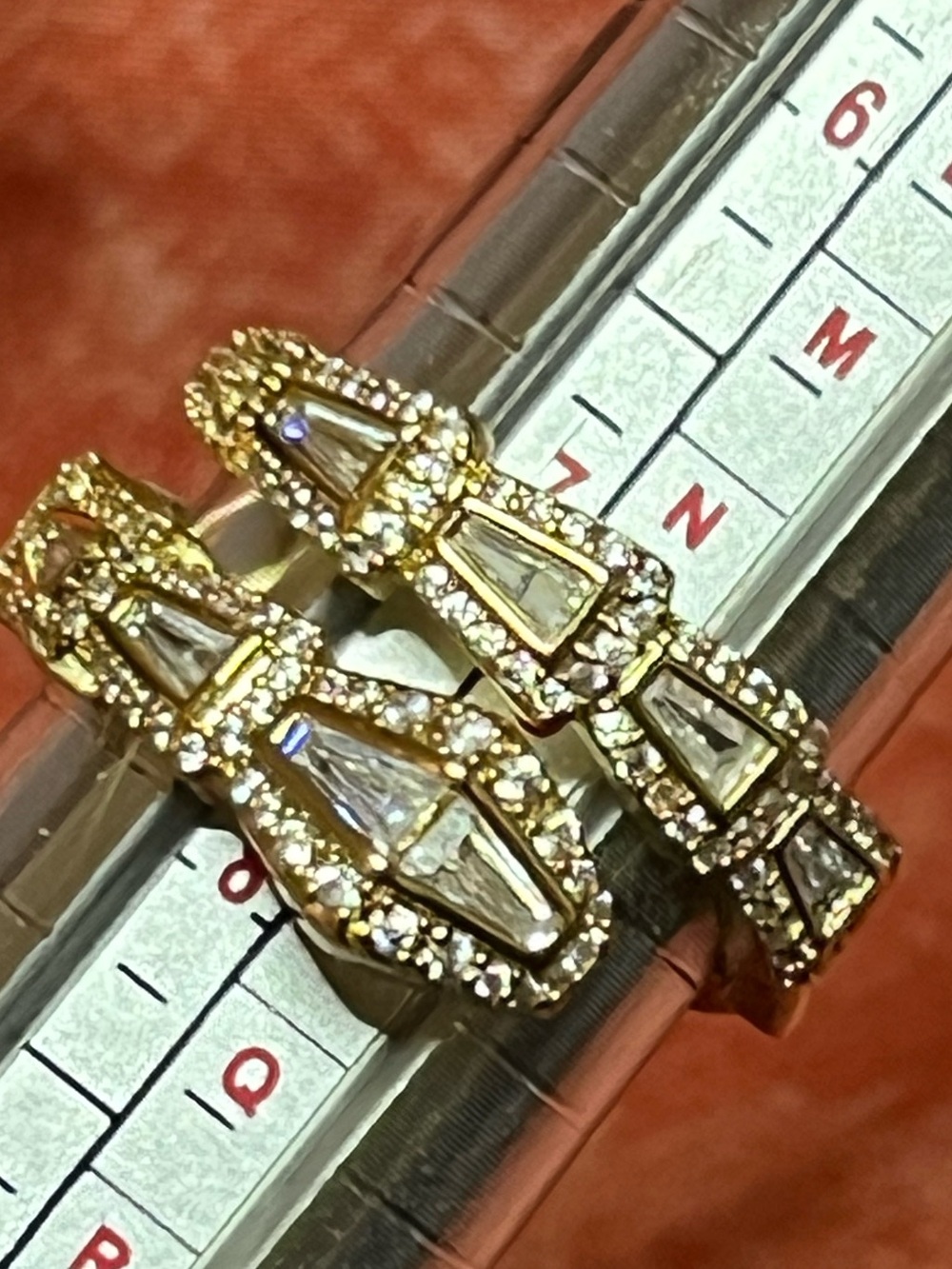 Gold Crystal Serpentine Ring Size 7.6-8